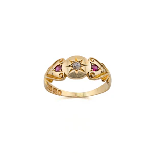18ct Star Set Diamond and Ruby Ring