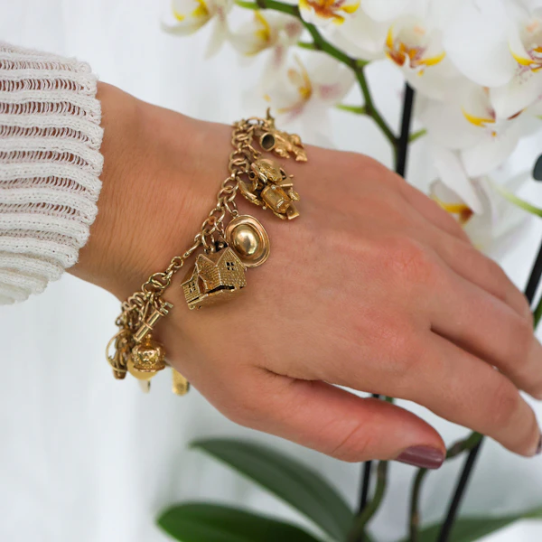 Vintage 9ct Gold Charm Bracelet, 1955 to 1971 - image 2