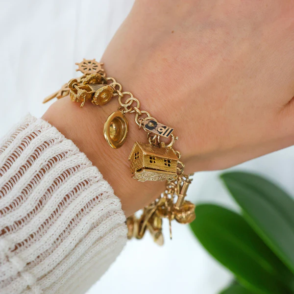 Vintage 9ct Gold Charm Bracelet, 1955 to 1971 - image 4