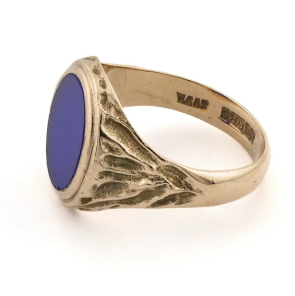 9ct Etched Lapis Signet - image 2