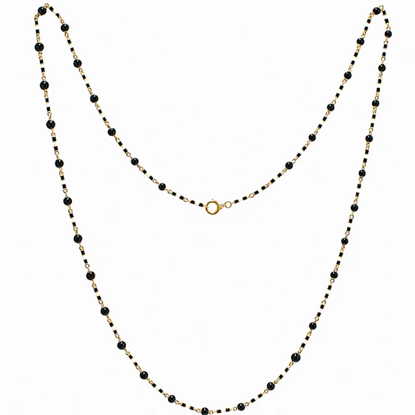 Antique French 18ct Gold Onyx & Enamel Chain, c.1900 - image 2