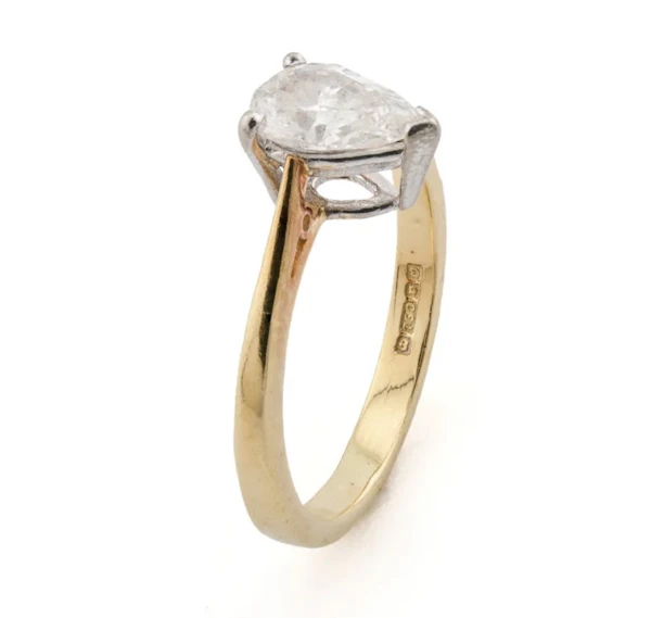 18ct Gold Pear-Shaped Solitaire Diamond Ring- Spectrum Antiques - image 3