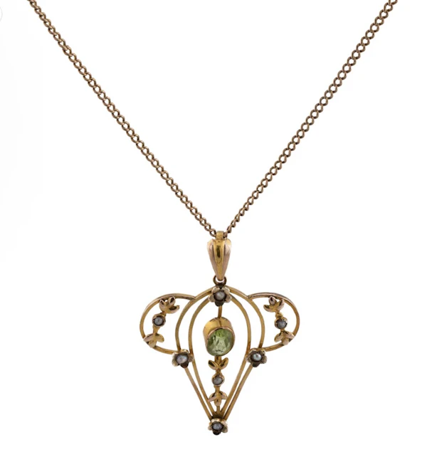 Edwardian 9ct Peridot Necklace- Spectrum Antiques - image 1