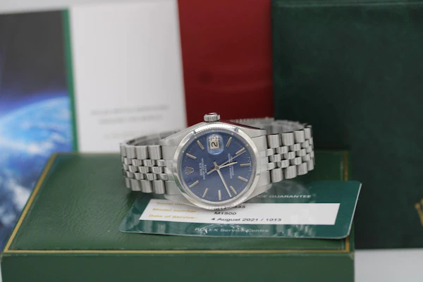 Rolex Oyster perpetual Date 1500 Blue Sigma Linen Dial - image 10