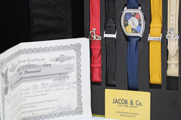 Jacob & Co. Five Time Zone Full set 3.2ct Diamond factory Set Bezel - image 12