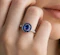 Ceylon Sapphire & Diamond Halo Ring in Platinum - image 2