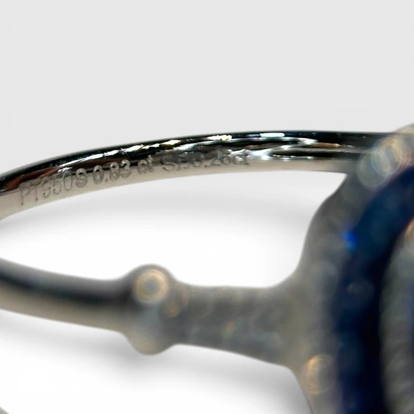 Ceylon Sapphire & Diamond Halo Ring in Platinum - image 3