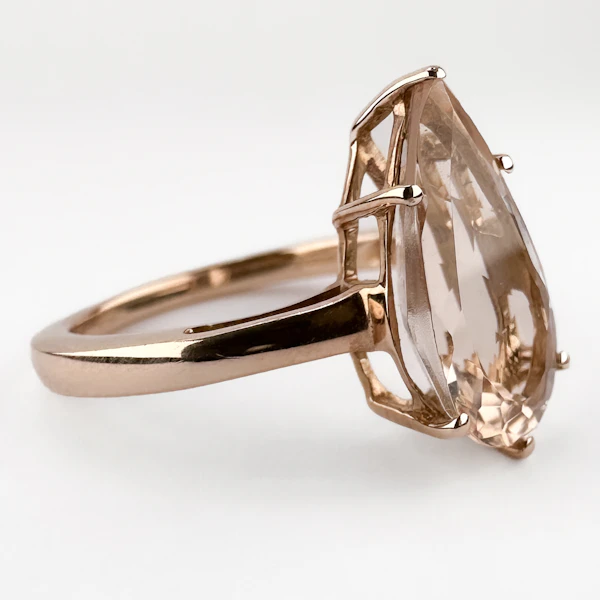 Pear-Shaped Morganite Rose Gold Ring - Saddingtons Jewellery Stand 375 - image 2