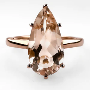 Pear-Shaped Morganite Rose Gold Ring - Saddingtons Jewellery Stand 375
