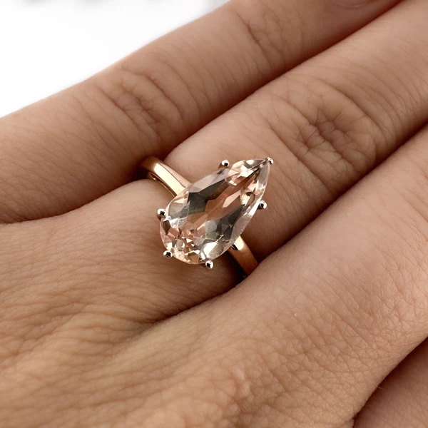 Pear-Shaped Morganite Rose Gold Ring - Saddingtons Jewellery Stand 375 - image 6
