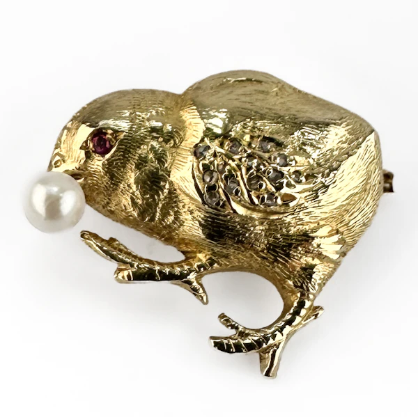 Vintage Gold Chick Brooch - Saddingtons Jewellery Stand 375 - image 1