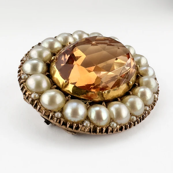 Victorian Topaz & Pearl Oval Brooch - Saddingtons Jewellery Stand 375 - image 4