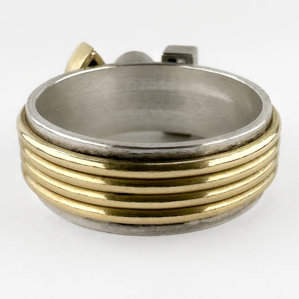 Modernist Sapphire & Diamond Spinner Ring - Saddingtons Jewellery Stand 375 - image 3