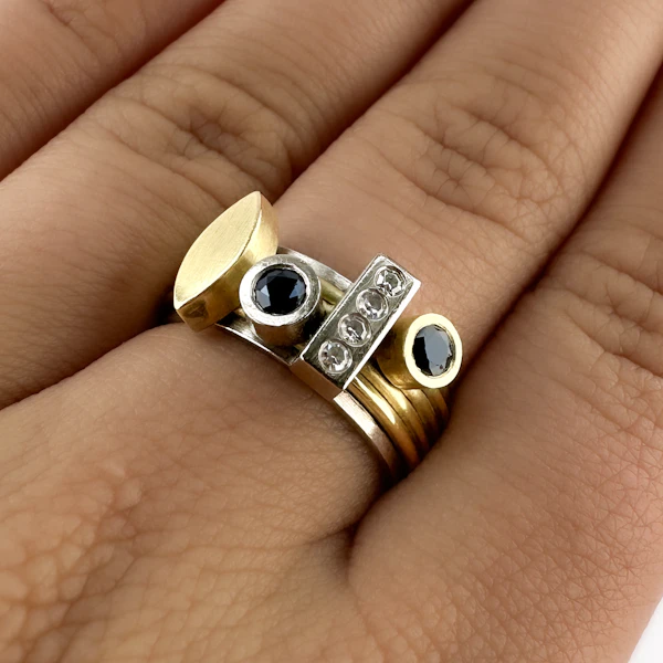 Modernist Sapphire & Diamond Spinner Ring - Saddingtons Jewellery Stand 375 - image 4