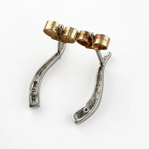 White Gold & Diamond Wave Earrings - Saddingtons Jewellery Stand 375 - image 4