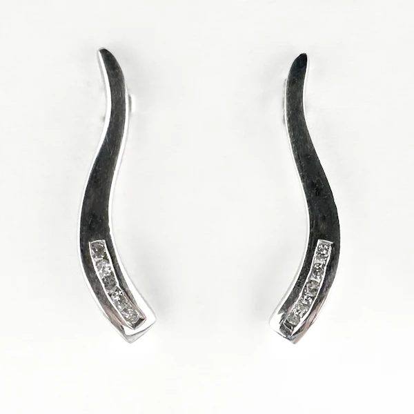 White Gold & Diamond Wave Earrings - Saddingtons Jewellery Stand 375 - image 2