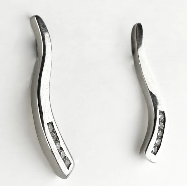 White Gold & Diamond Wave Earrings - Saddingtons Jewellery Stand 375 - image 3