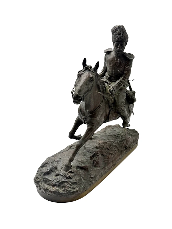 Russian late 19th century bronze Model of the Kozak, St Petersburg by Samonoff. - image 2