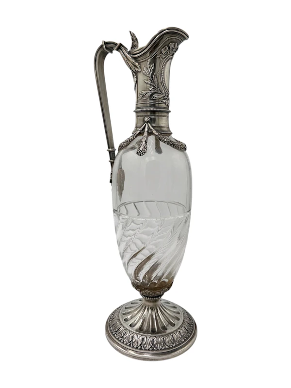 Faberge silver and decorative glass claret jug, Moscow c.1890. - image 2