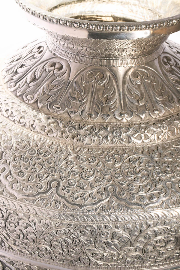 Ceremonial Solid Silver Kutch Water Vessel Gangajali 1910 - image 6