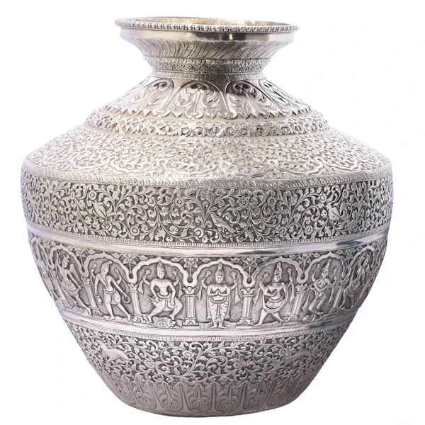 Ceremonial Solid Silver Kutch Water Vessel Gangajali 1910 - image 7