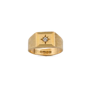 18ct Gold Diamond Star-Set Signet Ring Spectrum Antiques