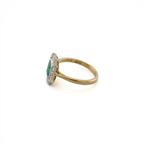 18ct Platinum Topped Emerald Hexagonal Ring Spectrum Antiques - image 3