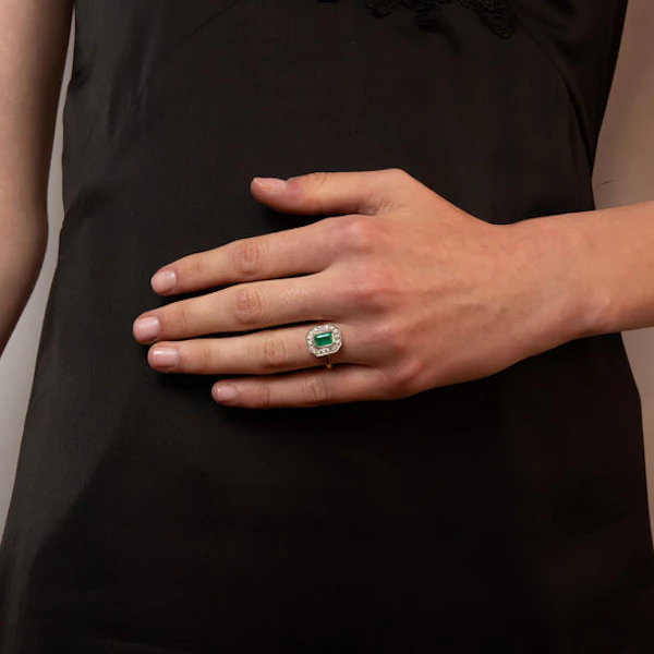 18ct Platinum Topped Emerald Hexagonal Ring Spectrum Antiques - image 2