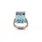 Platinum Large Square Aquamarine and Diamond Ring Spectrum Antiques - image 1