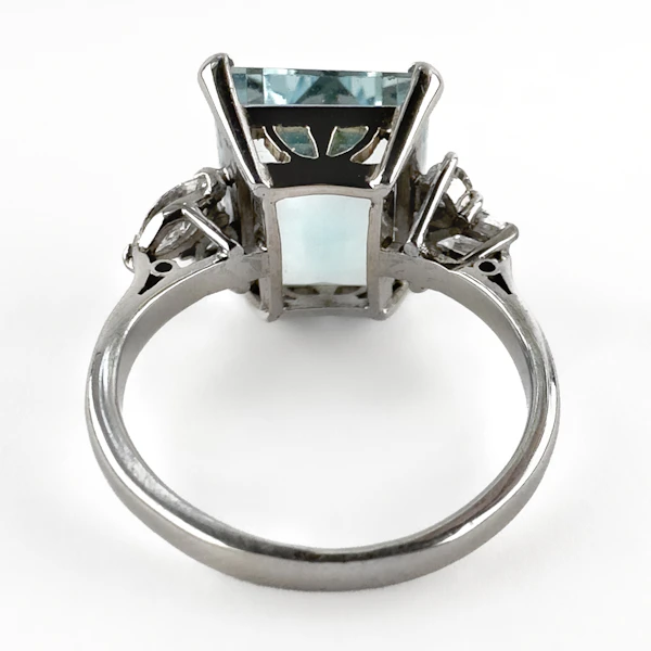 Emerald Cut Aquamarine & Diamond Dress Ring - Saddingtons Jewellery Stand 375 - image 3