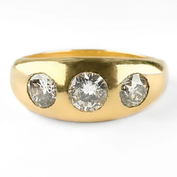 Edwardian 1.25ct 3 Diamond Gypsy Ring - Saddingtons Jewellery Stand 375 - image 1