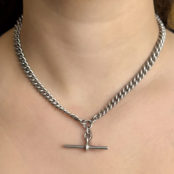 Silver Albert Chain With T-bar - Saddingtons Jewellery Stand 375 - image 2