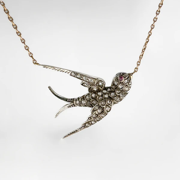 Victorian Diamond Swallow Necklace - Saddingtons Jewellery Stand 375 - image 2