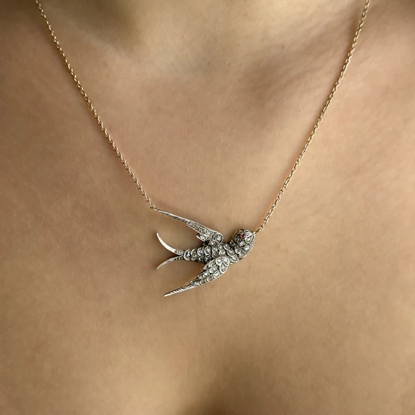 Victorian Diamond Swallow Necklace - Saddingtons Jewellery Stand 375 - image 1