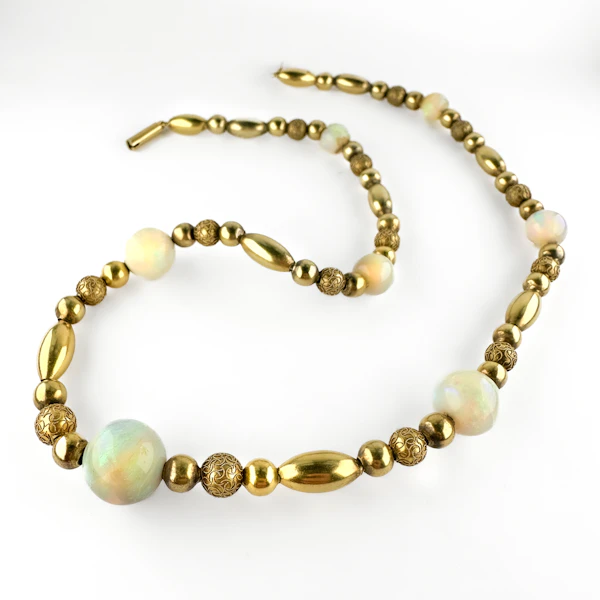 Antique Gold & Opal Beaded Necklace - Saddingtons Jewellery Stand 375 - image 3