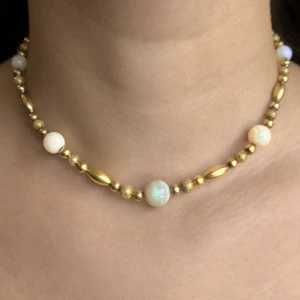 Antique Gold & Opal Beaded Necklace - Saddingtons Jewellery Stand 375