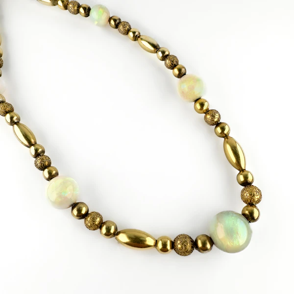 Antique Gold & Opal Beaded Necklace - Saddingtons Jewellery Stand 375 - image 2