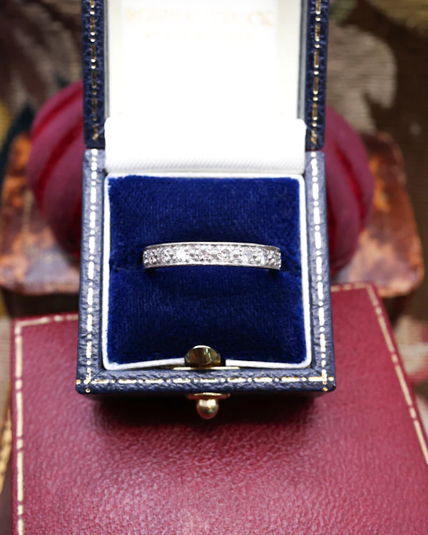 Platinum French Diamond Eternity Ring Size M Circa 1930 - image 2
