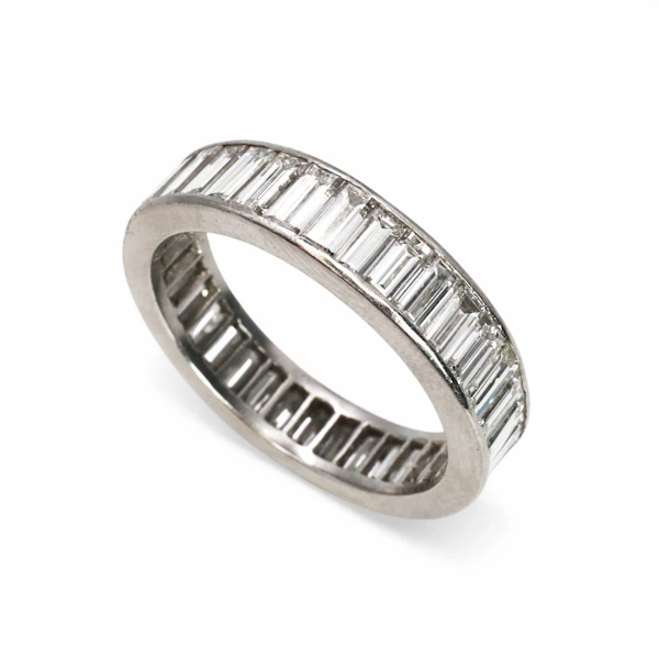 Baguette Diamond and Platinum Eternity Ring, Circa 1990, 5.00 Carats - image 3