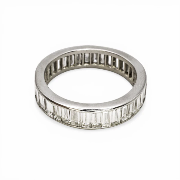 Baguette Diamond and Platinum Eternity Ring, Circa 1990, 5.00 Carats - image 5