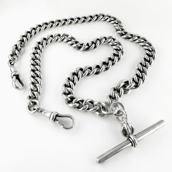 Silver Albert Chain With T-Bar 20″ - Saddingtons Jewellery Stand 375 - image 4