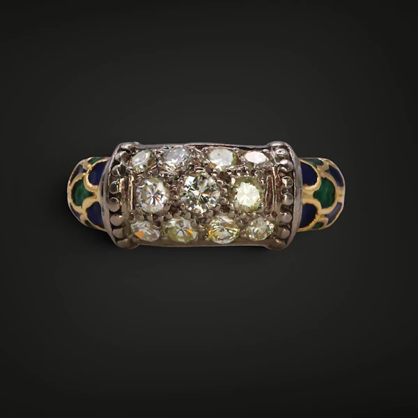 Vintage Ilias Lalaounis diamond & enamel ring - image 5