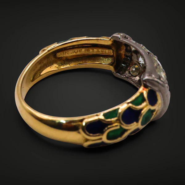 Vintage Ilias Lalaounis diamond & enamel ring - image 3