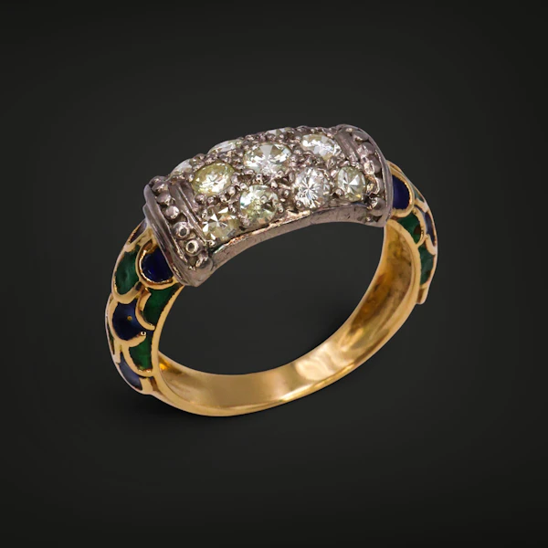 Vintage Ilias Lalaounis diamond & enamel ring - image 2