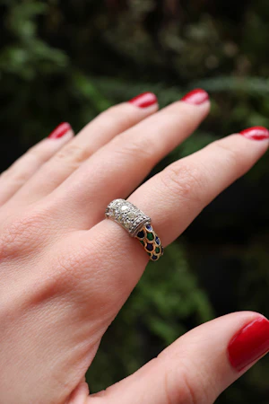 Vintage Ilias Lalaounis diamond & enamel ring