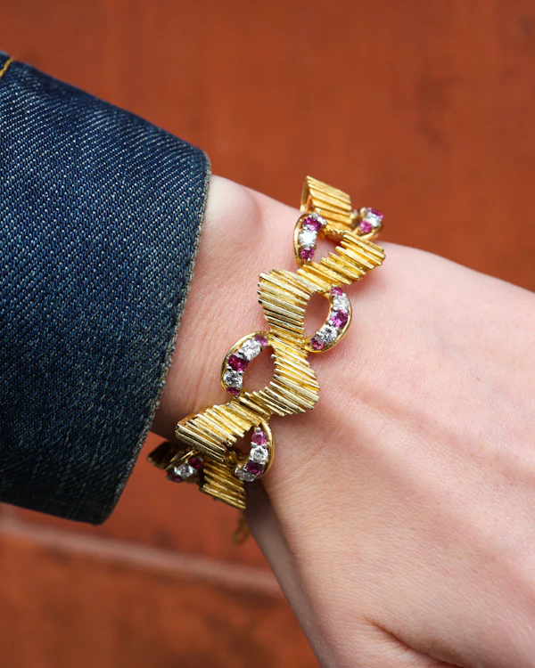 Lovely and Different Kutchinsky Ruby And Diamond Bracelet at Deco&Vintage Ltd - image 2