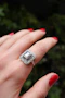 Art Deco Platinum, Diamond, and Sapphire Target Ring - image 1