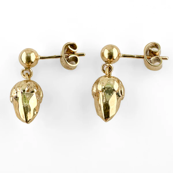 Antique Gold Acorn Earrings - Saddingtons Jewellery Stand 375 - image 3
