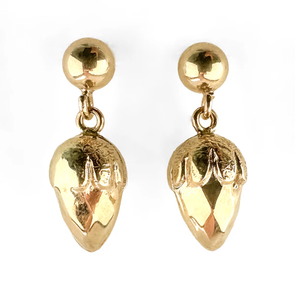 Antique Gold Acorn Earrings - Saddingtons Jewellery Stand 375 - image 2