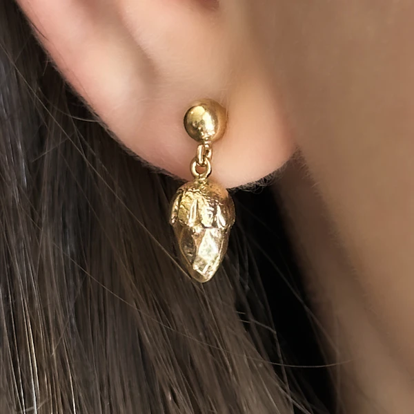 Antique Gold Acorn Earrings - Saddingtons Jewellery Stand 375 - image 1